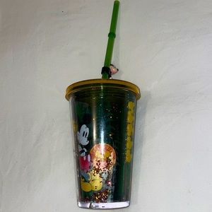 Disney Mickey cup w/lid straw